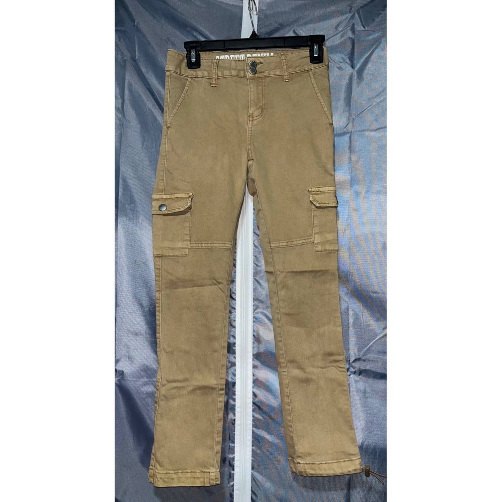 Street Denim By VIP Jeans Tan Cargo Pants Womens Size 1 2 Adjustable Ankle
